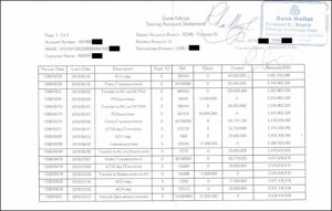 تصویر پرینت حساب بانک ملت